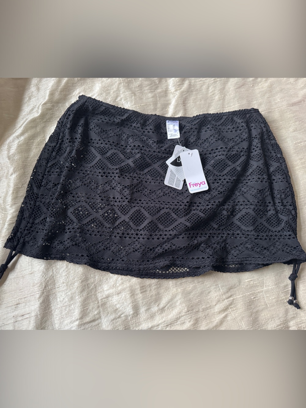 Freya Black Crochet Lace Swim Bikini Bottom Skirt